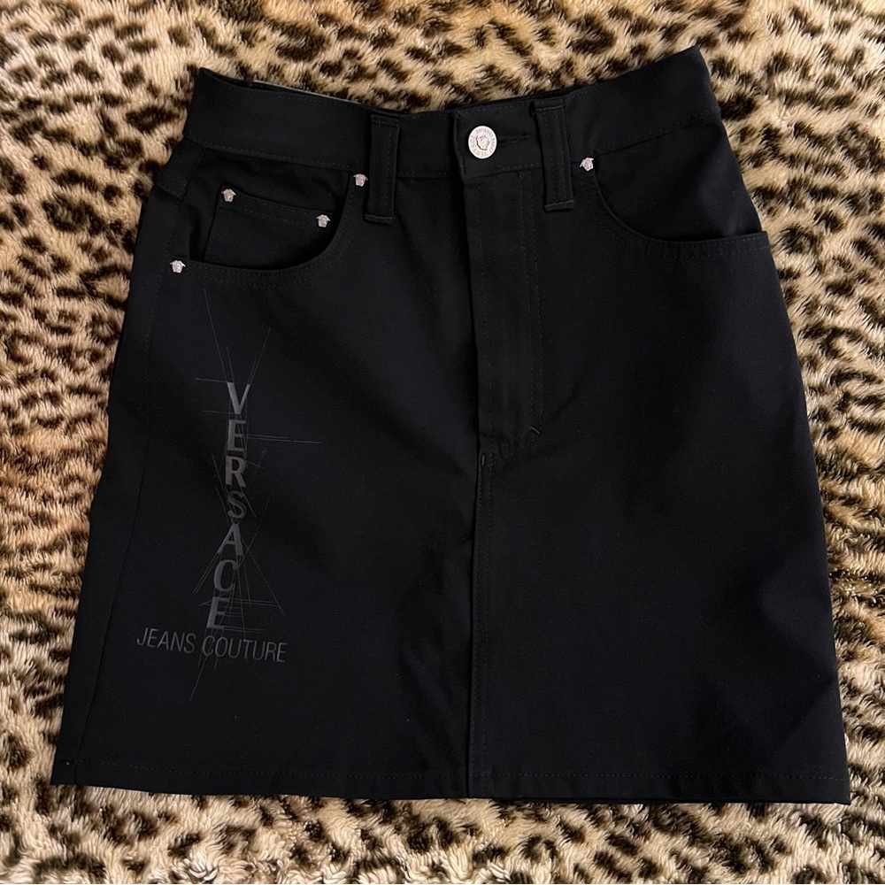 Vintage Versace Jeans Couture Black Mini Skirt – Size 26